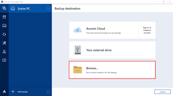 nas is not detected acronis true image