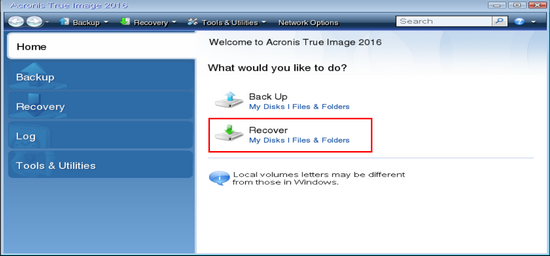 acronis true image add nas connection