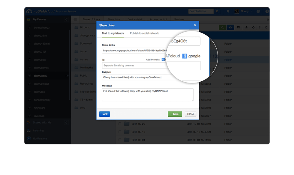 Share via Google Contacts