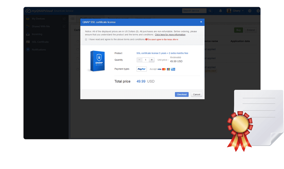 myQNAPcloud SSL certificate