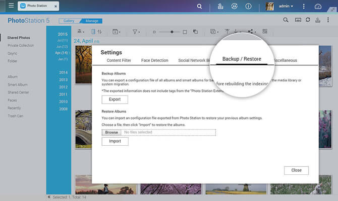 Photo Station - Album Backup and Restoration